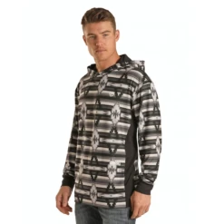 Rock & Roll Denim Men's Aztec Grey Hoodie P8H1534