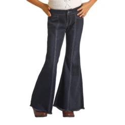 Rock & Roll® Youth Girl's Button Bell Dark Wash Jeans RRGD7PRZRB-200