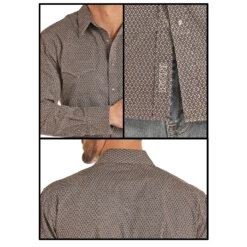 Rock & Roll Cowboy Men's Brown Poplin Print LS Snap Shirt B2S2321 5 Rock & Roll Cowboy Men's Brown Poplin Print LS Snap Shirt B2S2321 -Rock - Roll Shop 2321multi