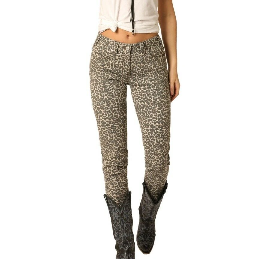 Rock & Roll Denim Ladies Leopard Mid Rise Skinny Jeans W1S4147 1 Rock & Roll Denim Ladies Leopard Mid Rise Skinny Jeans W1S4147