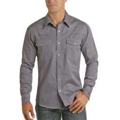 Rock & Roll Cowboy Men's Blue Fire Resistant Long Sleeve Shirt B2S6564