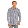 Rock & Roll Cowboy Bleach Washed Longhorn Skull Button-Down B2S9110