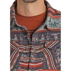 Rock & Roll Cowboy Men's Aztec Western Jacquard Shirt Jacket 92-1113 5 Rock & Roll Cowboy Men's Aztec Western Jacquard Shirt Jacket 92-1113 -Rock - Roll Shop 92 1113 B