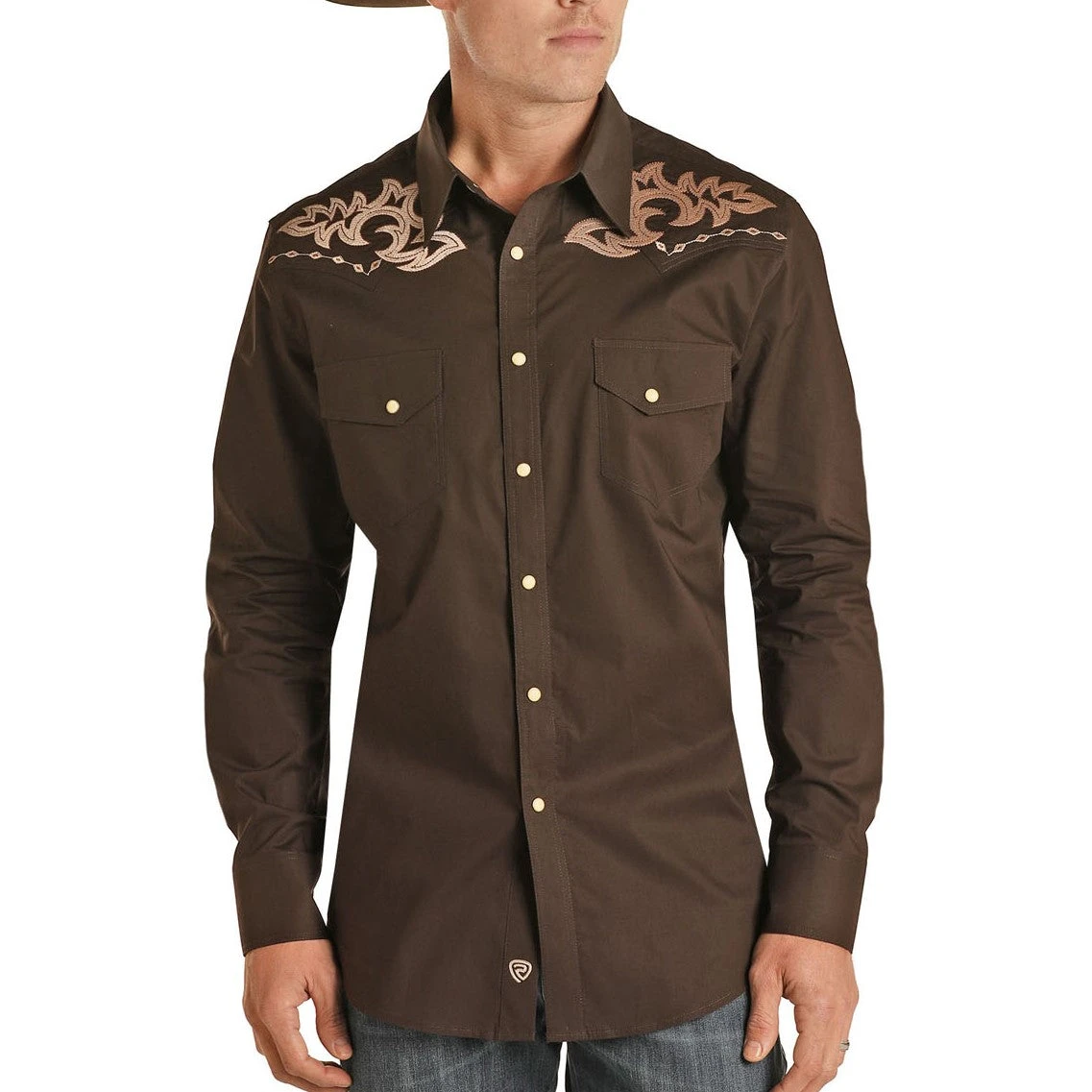 Rock & Roll Cowboy Men's Western Style Brown Long Sleeve Shirt B2S1312 1 Rock & Roll Cowboy Men's Western Style Brown Long Sleeve Shirt B2S1312