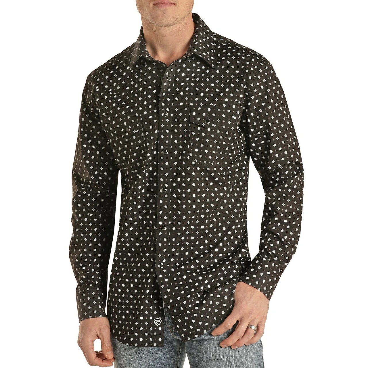 Rock & Roll Cowboy® Men's Geometric Print Black Snap Shirt B2S2039 1 Rock & Roll Cowboy® Men's Geometric Print Black Snap Shirt B2S2039