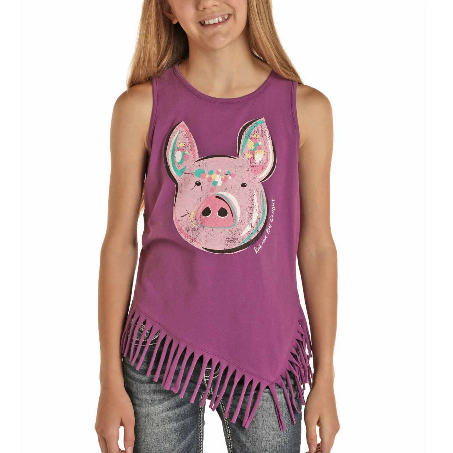 Rock & Roll Cowgirl Children's Pig Graphic Purple Tank G1-8125 1 Rock & Roll Cowgirl Children's Pig Graphic Purple Tank G1-8125
