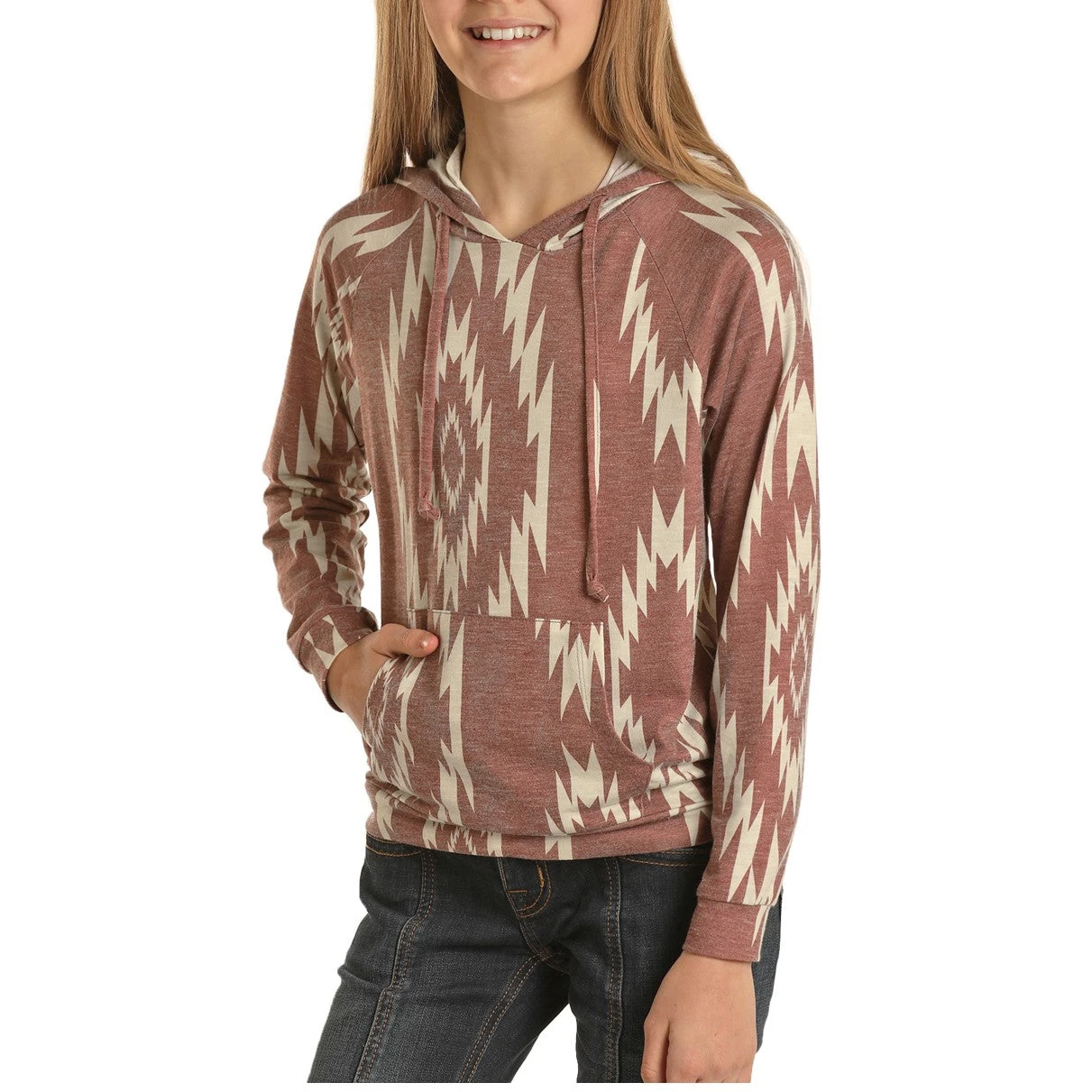 Rock & Roll Cowgirl Children's Aztec Rust Hoodie G4H1200-90 1 Rock & Roll Cowgirl Children's Aztec Rust Hoodie G4H1200-90