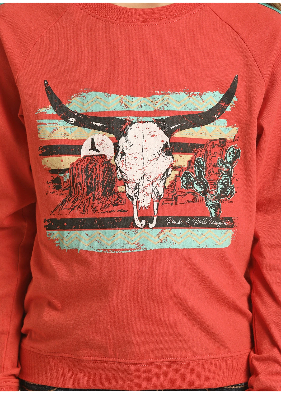 Rock & Roll Cowgirl Children's Cow Skull Fuchsia Sweatshirt G4T1552-95 2 Rock & Roll Cowgirl Children's Cow Skull Fuchsia Sweatshirt G4T1552-95 - Image 2