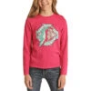 Rock & Roll Cowgirl Girl's Pink Pony Long Sleeve T-Shirt G4T2471
