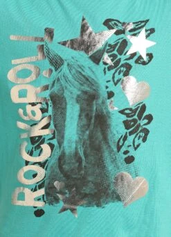 Rock & Roll Cowgirl Girls Horse Graphic Long Sleeve Teal T-Shirt G4T3315 -Rock - Roll Shop G4T3315 BZ