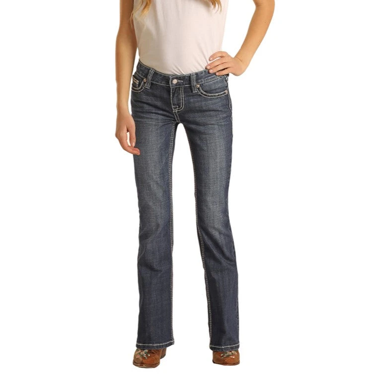 Rock & Roll Cowgirl Girl's Medium Vintage Bootcut Jeans G5-2721 2 Rock & Roll Cowgirl Girl's Medium Vintage Bootcut Jeans G5-2721 - Image 2
