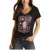 Panhandle White Label Ladies Ramblin Western Black T-shirt L9T3423