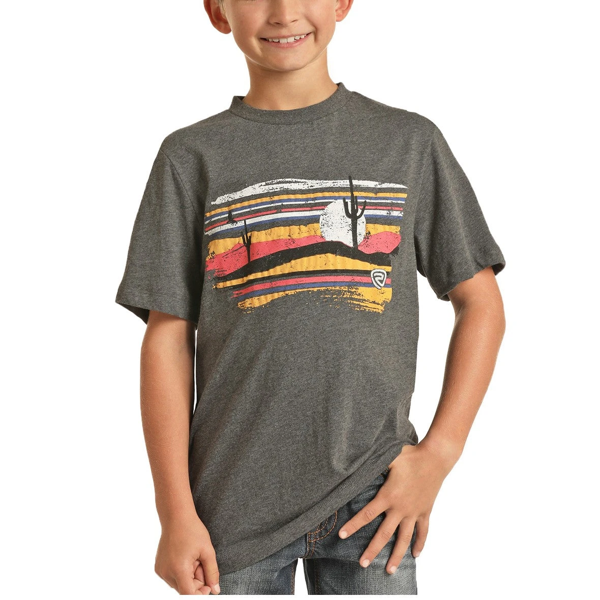 Rock & Roll Cowboy Desert Graphic Charcoal Grey T-Shirt P3T1524 1 Rock & Roll Cowboy Desert Graphic Charcoal Grey T-Shirt P3T1524