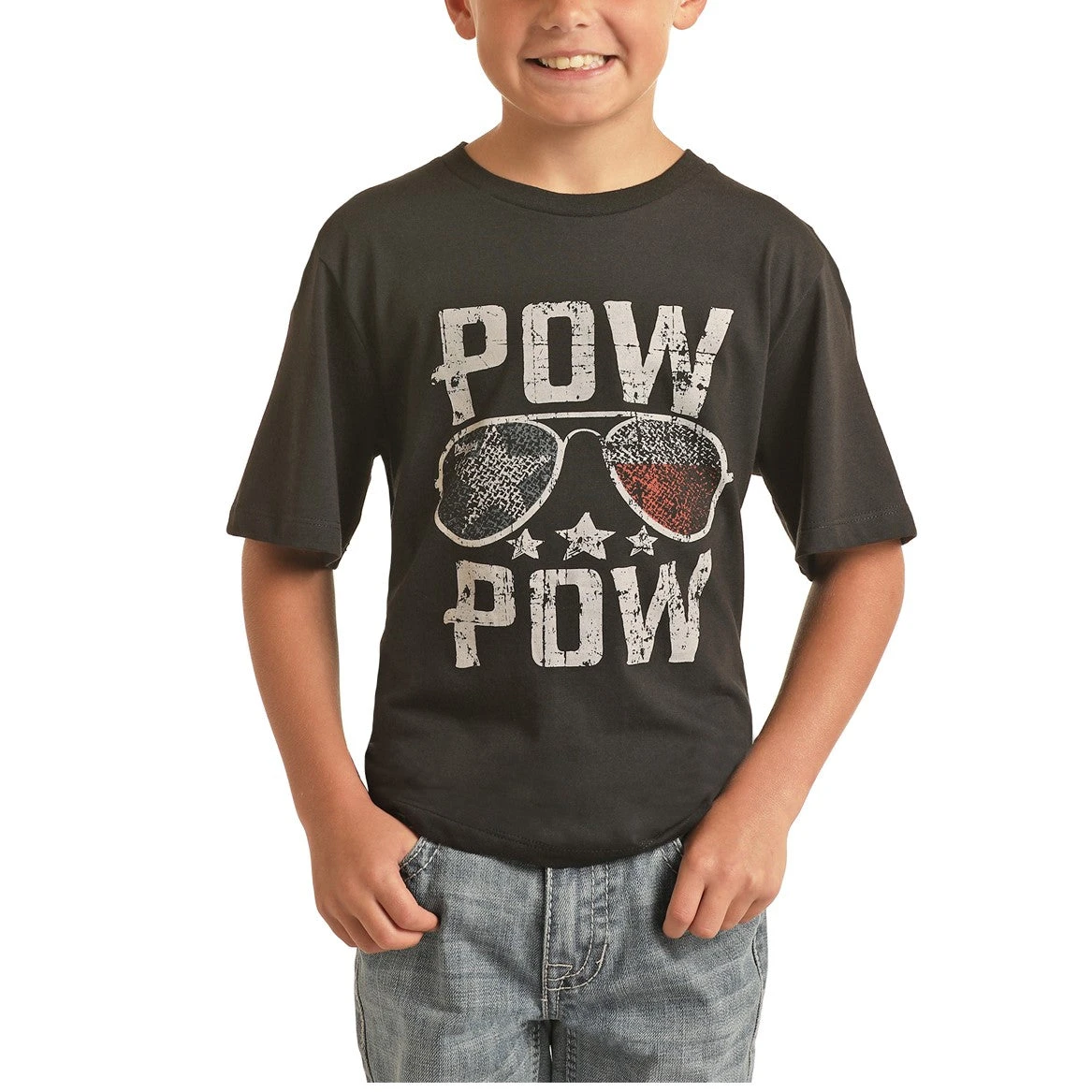 Rock & Roll Cowboy Boy's Pow Wow Graphic Black T-Shirt P3T3362 1 Rock & Roll Cowboy Boy's Pow Wow Graphic Black T-Shirt P3T3362