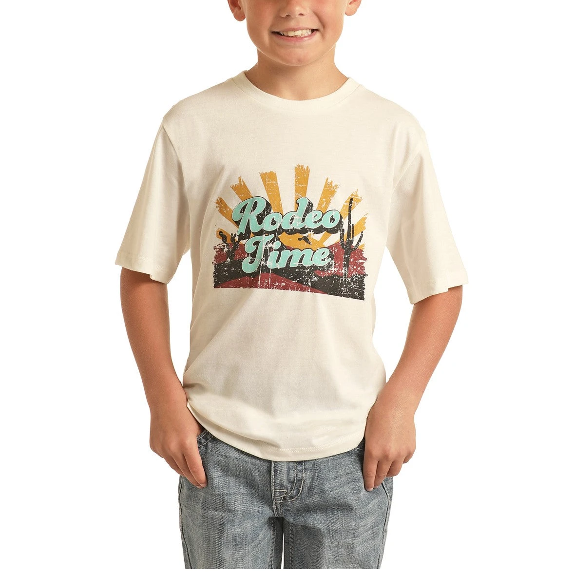 Rock & Roll Cowboy Graphic Rodeo Time Desert Sunset T-shirt P3T3367 1 Rock & Roll Cowboy Graphic Rodeo Time Desert Sunset T-shirt P3T3367