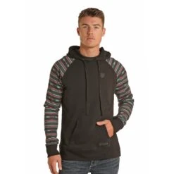 Rock & Roll Denim® Men's Black Aztec Long Sleeve Hoodie P8H6340