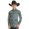 Rock & Roll® Youth Boy's Blue Aztec Striped Snap Up Shirt RRBSOSRZ1G-45