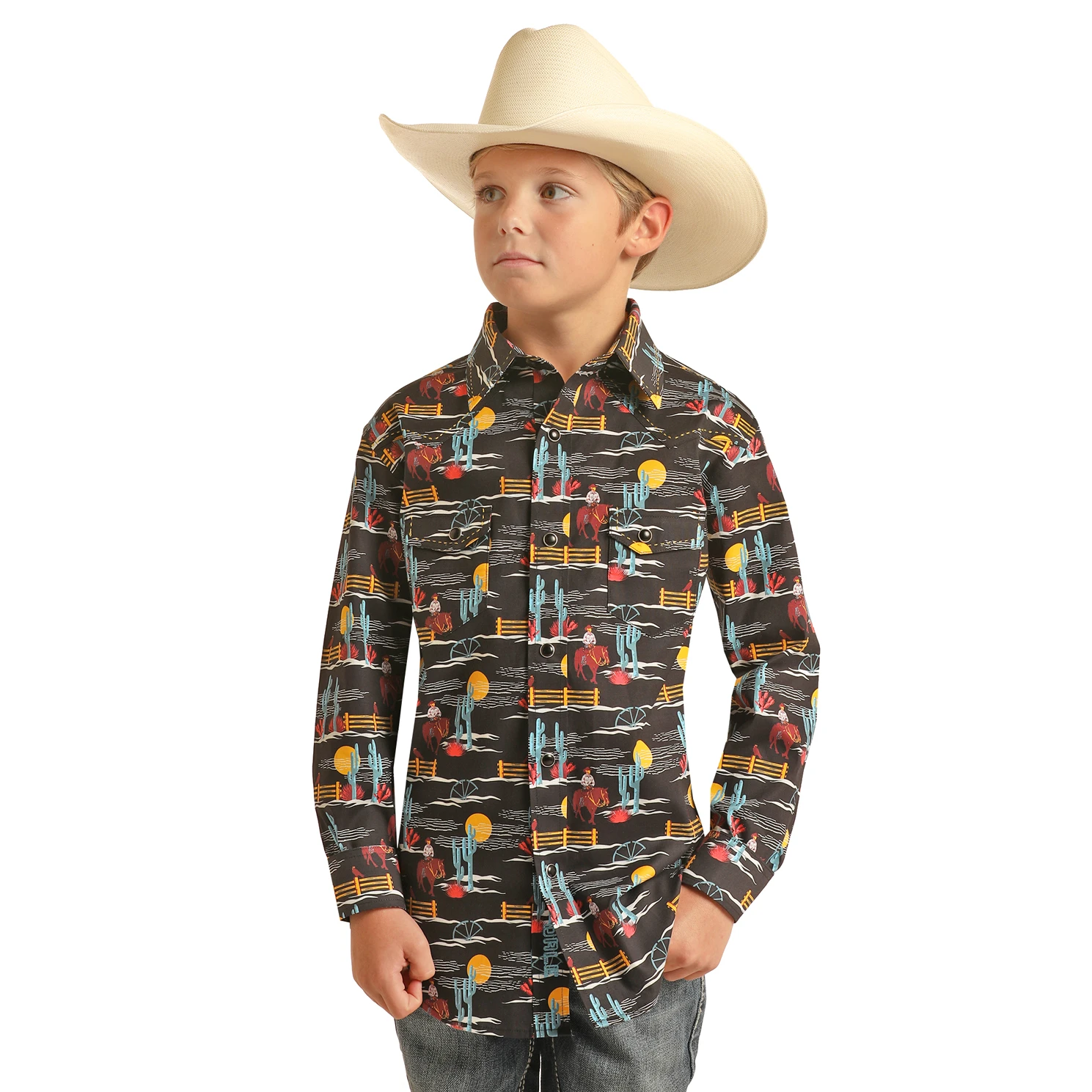 Rock & Roll Cowboy® Youth Boy's Western Snap Down Shirt RRBSOSRZ82-86 1 Rock & Roll Cowboy® Youth Boy's Western Snap Down Shirt RRBSOSRZ82-86