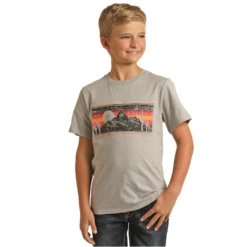 Rock & Roll Denim Kid's Grey Mountain Graphic T-Shirt RRBT21R061-05