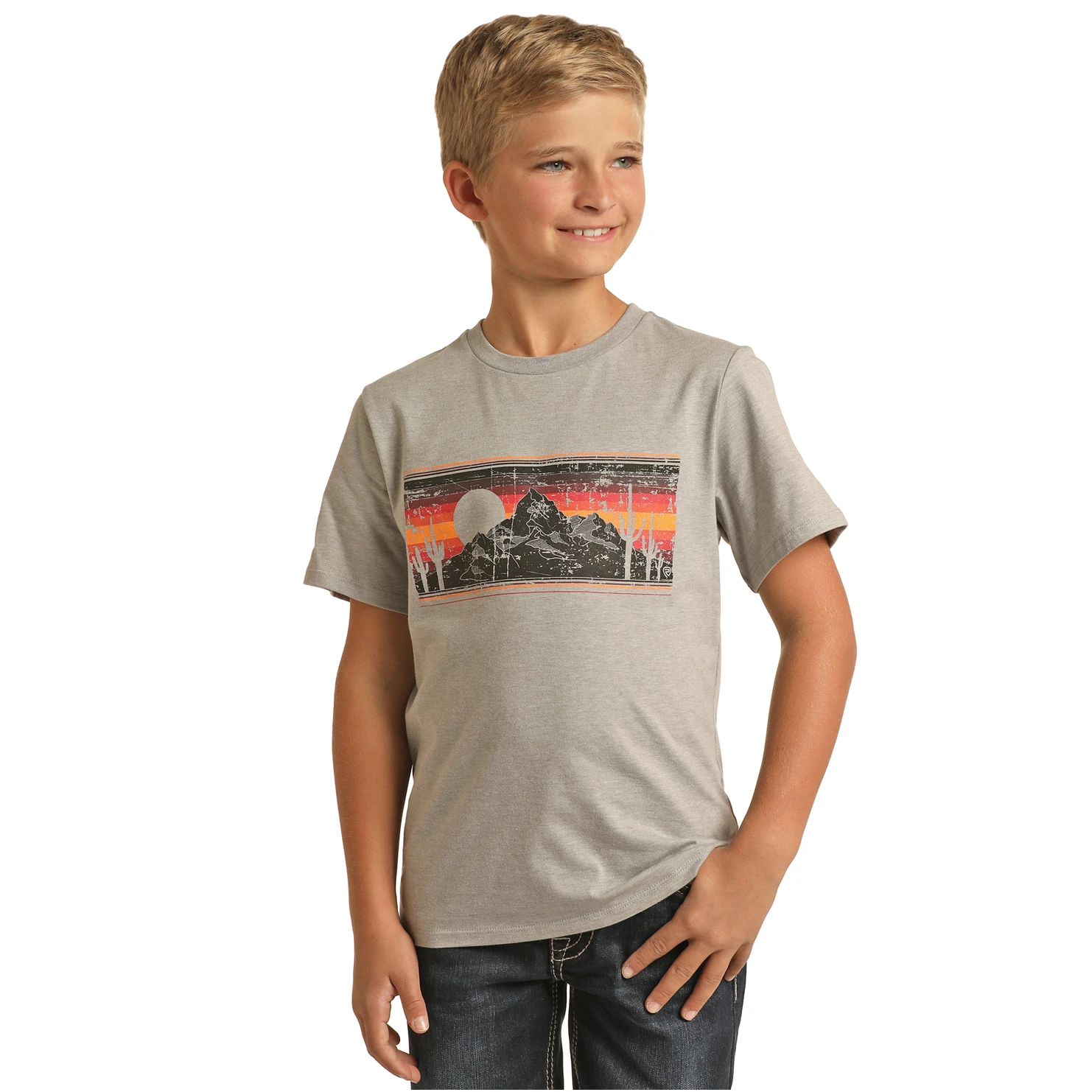 Rock & Roll Denim Kid's Grey Mountain Graphic T-Shirt RRBT21R061-05 1 Rock & Roll Denim Kid's Grey Mountain Graphic T-Shirt RRBT21R061-05