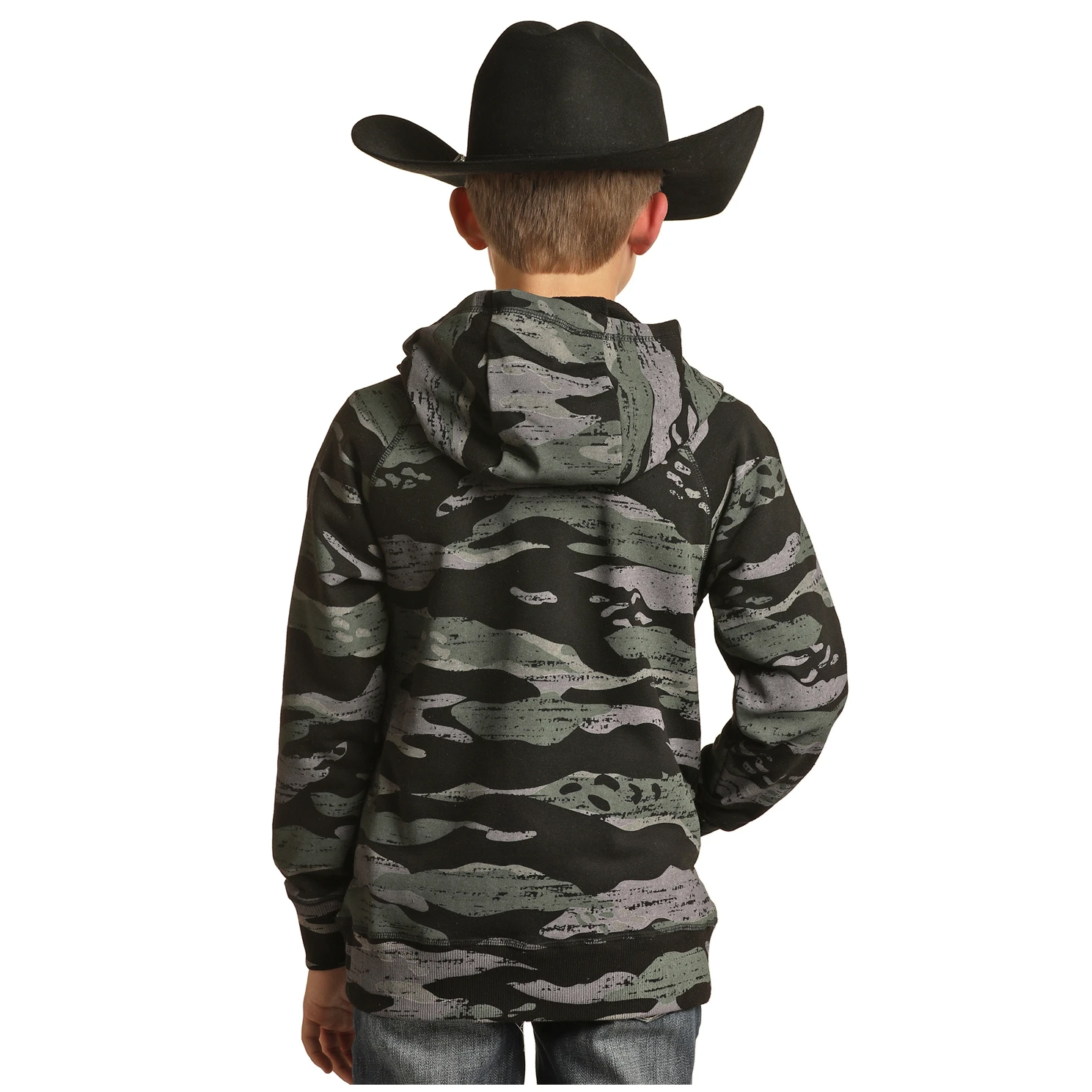 Rock & Roll Cowboy® Youth Boy's Olive Camo Printed Hoodie RRBT94R0JA 2 Rock & Roll Cowboy® Youth Boy's Olive Camo Printed Hoodie RRBT94R0JA - Image 2