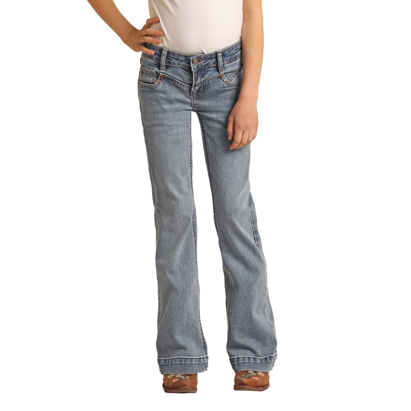 Rock & Roll Cowgirl® Girl's Front Yoke Light Wash Trouser RRGD5MR0G5 1 Rock & Roll Cowgirl® Girl's Front Yoke Light Wash Trouser RRGD5MR0G5