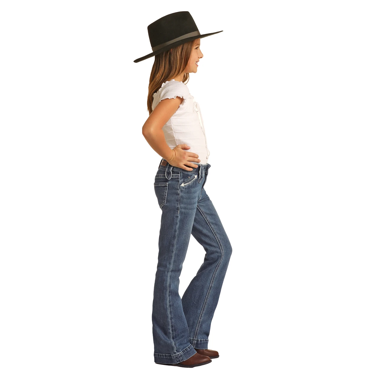 Rock & Roll® Youth Girl's Piping Loop Trouser Jeans RRGD5MRZQJ-202 3 Rock & Roll® Youth Girl's Piping Loop Trouser Jeans RRGD5MRZQJ-202 - Image 3