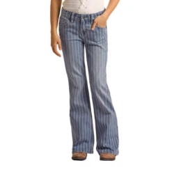 Rock & Roll Denim® Youth Girl's Pinstripe Bootcut Trousers RRGD5MRZSX