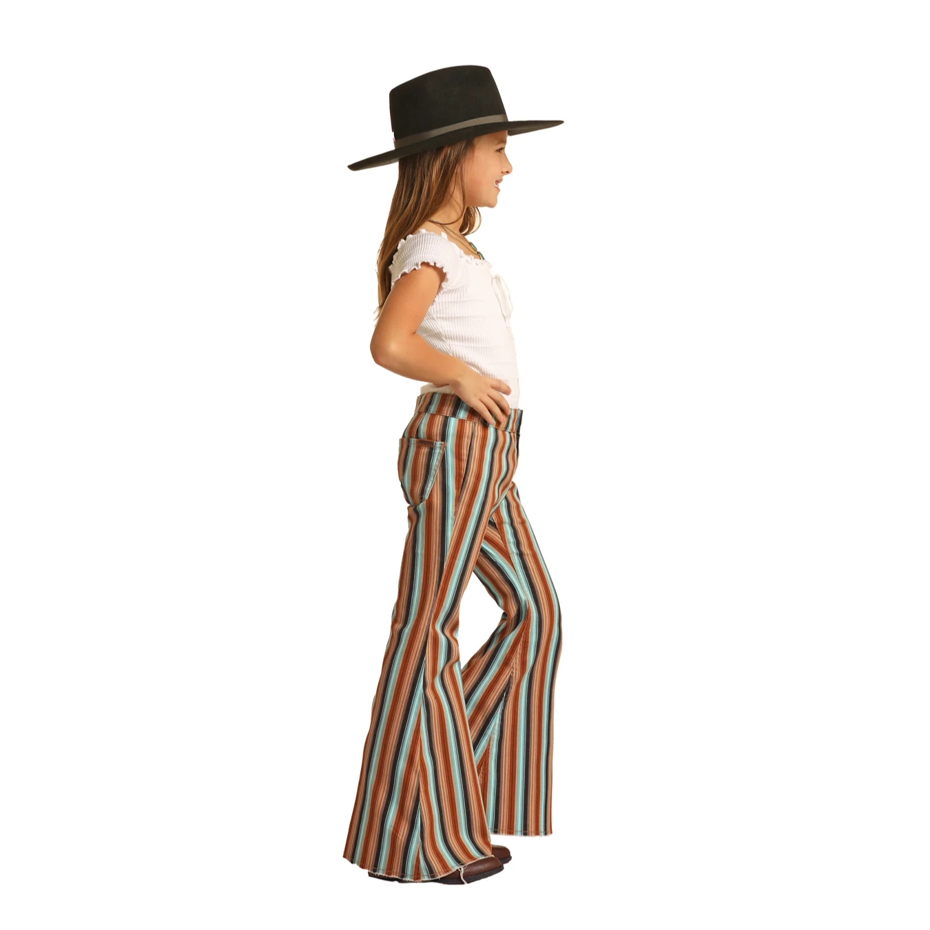 Rock & Roll® Youth Girl's Striped Button Bell Jeans RRGD7PRZQX-24 2 Rock & Roll® Youth Girl's Striped Button Bell Jeans RRGD7PRZQX-24 - Image 2