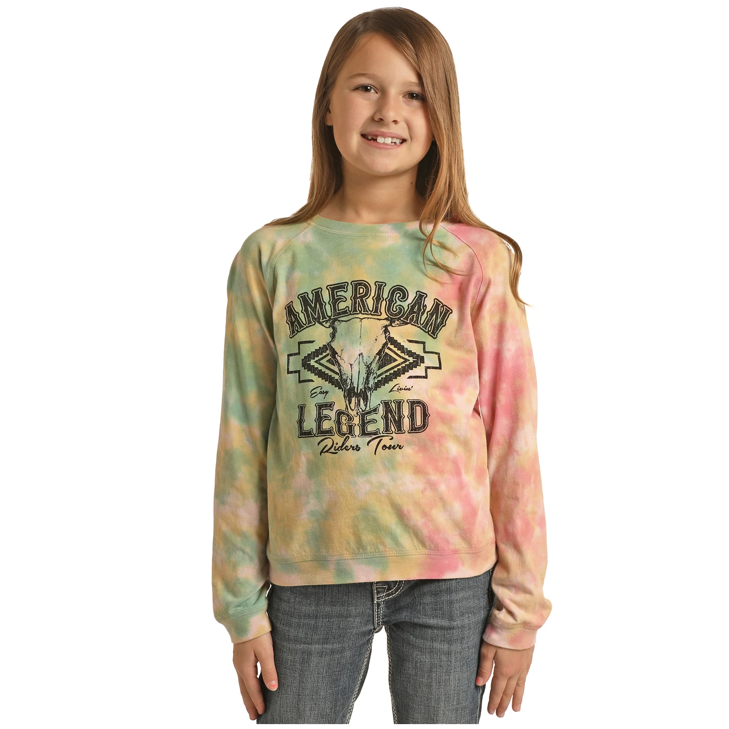 Rock & Roll Cowgirl Kid's American Legend Tie-Dye Pullover RRGT91R05L-99 1 Rock & Roll Cowgirl Kid's American Legend Tie-Dye Pullover RRGT91R05L-99