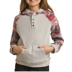 Rock & Roll Cowgirl® Youth Girl's Contrast Sleeve Hoodie RRGT94R0AX