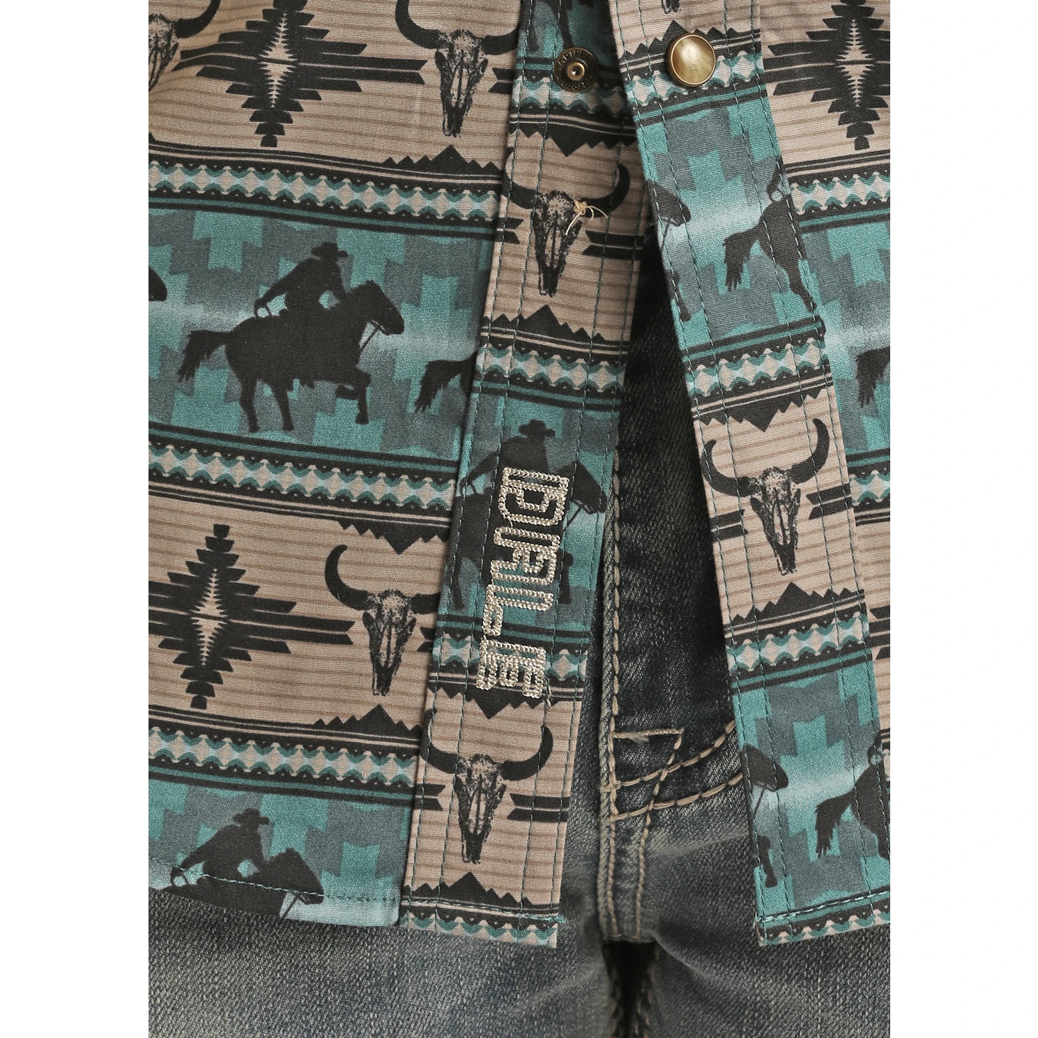 Rock & Roll® Men's Teal Dale Brisby Snap Down Shirt RRMSOSRZ0M-81 2 Rock & Roll® Men's Teal Dale Brisby Snap Down Shirt RRMSOSRZ0M-81 - Image 2