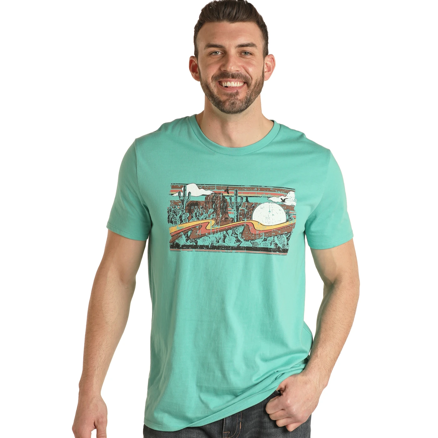 Rock & Roll Cowboy® Unisex Turquoise Graphic T-Shirt RRUT21R0IU 1 Rock & Roll Cowboy® Unisex Turquoise Graphic T-Shirt RRUT21R0IU