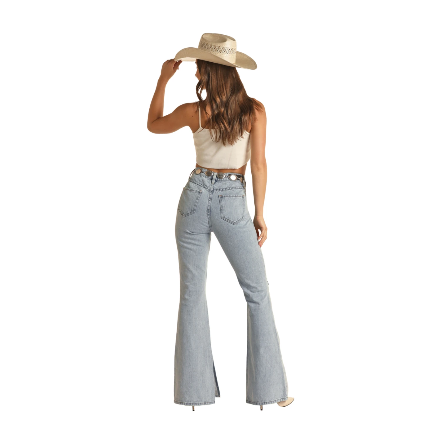 Rock & Roll Denim® Ladies High Rise Light Blue Flare Jeans RRWD6HR14N 1 Rock & Roll Denim® Ladies High Rise Light Blue Flare Jeans RRWD6HR14N