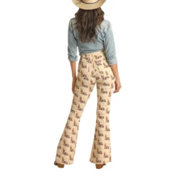 Rock & Roll® Ladies Pull On Western Print Beige Flares RRWD6PRZUB -Rock - Roll Shop RRWD6PRZUB 2