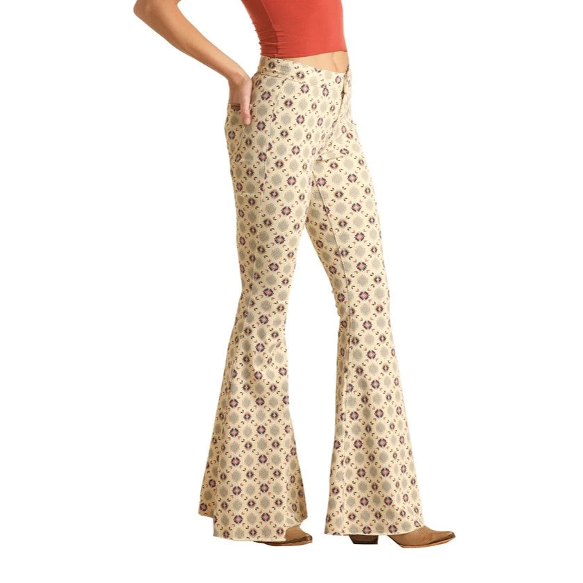 Rock & Roll Denim Ladies Beige Aztec Bargain Bell Jeans RRWD7PRZU6 2 Rock & Roll Denim Ladies Beige Aztec Bargain Bell Jeans RRWD7PRZU6 - Image 2
