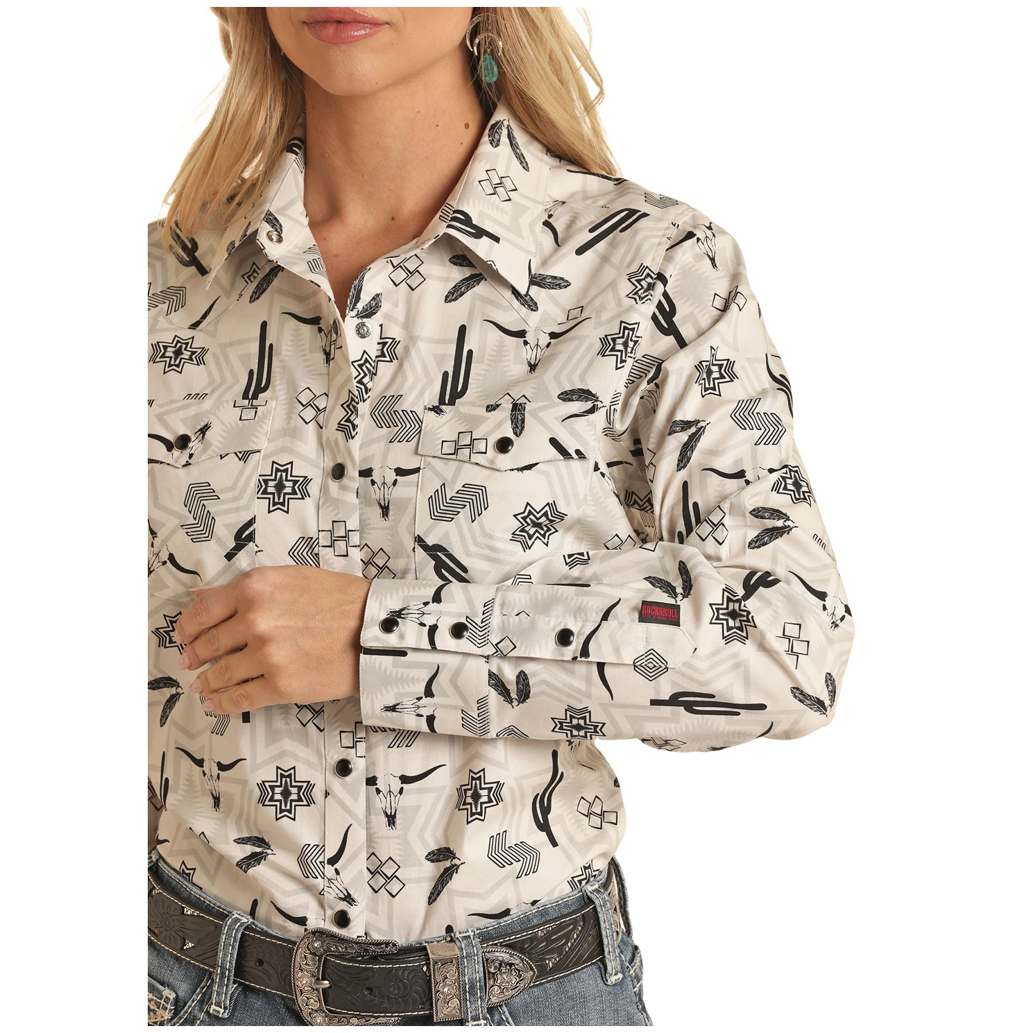 Rock & Roll® Ladies Cream Conversational Snap Down Shirt RRWSOSRZ11-12 2 Rock & Roll® Ladies Cream Conversational Snap Down Shirt RRWSOSRZ11-12 - Image 2