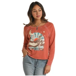 Rock & Roll® Ladies Graphic Rust Pullover RRWT91R054-90