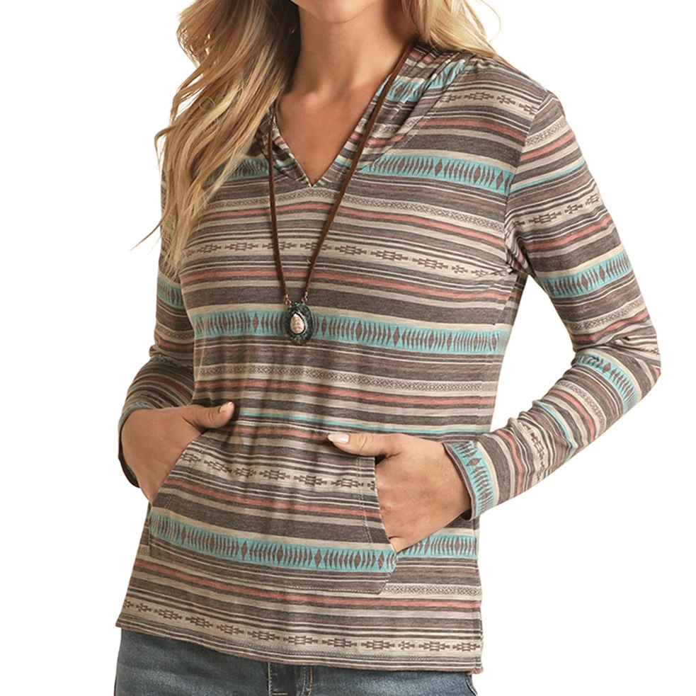 Rock & Roll® Ladies Conversational Printed Brown Hoodie RRWT94R04V-24 1 Rock & Roll® Ladies Conversational Printed Brown Hoodie RRWT94R04V-24