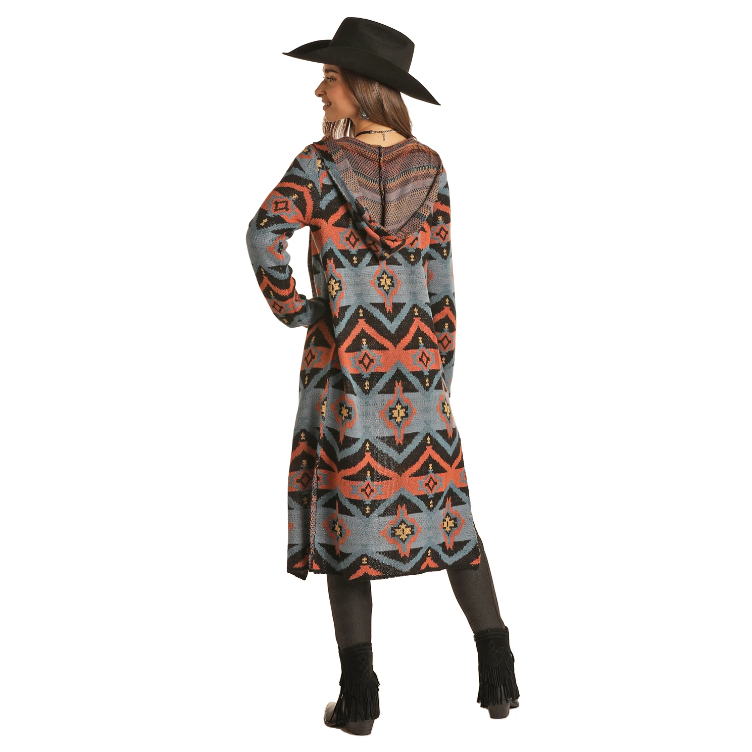 Rock & Roll Cowgirl Ladies Multicolor Aztec Knit Cardigan RRWT95R03Y-99 2 Rock & Roll Cowgirl Ladies Multicolor Aztec Knit Cardigan RRWT95R03Y-99 - Image 2