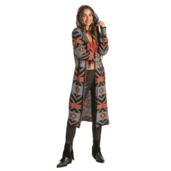 Rock & Roll Cowgirl Ladies Multicolor Aztec Knit Cardigan RRWT95R03Y-99