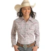 Rock & Roll Cowgirl® Ladies Burgundy Geo Print Shirt RSWSOSR0NP-62