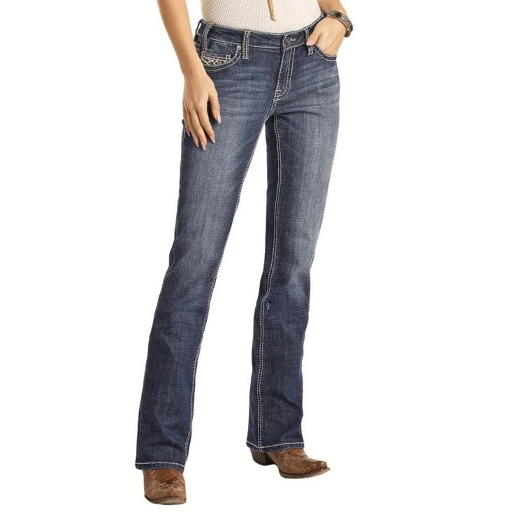 Rock & Roll Denim Juniors Medium Wash Mid Rise Jeans W1-3542 1 Rock & Roll Denim Juniors Medium Wash Mid Rise Jeans W1-3542