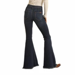 Rock & Roll Cowgirl Ladies Dark Wash Bargain Bell Bottoms WPB1657 -Rock - Roll Shop WPB1657 B