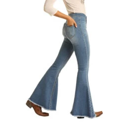 Rock & Roll Denim Ladies Bargain Bell Bottom High Rise Jeans WPB8177 -Rock - Roll Shop WPB8177 A