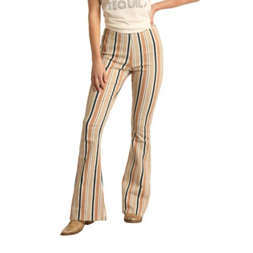 Rock & Roll Denim Juniors Striped Bargain Bell Flare Jeans WPH3504 -Rock - Roll Shop WPH3504