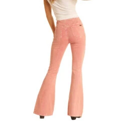 Rock & Roll Cowgirl Ladies High Rise Flare Coral Denim Jeans WPH8176 -Rock - Roll Shop WPH8176 B