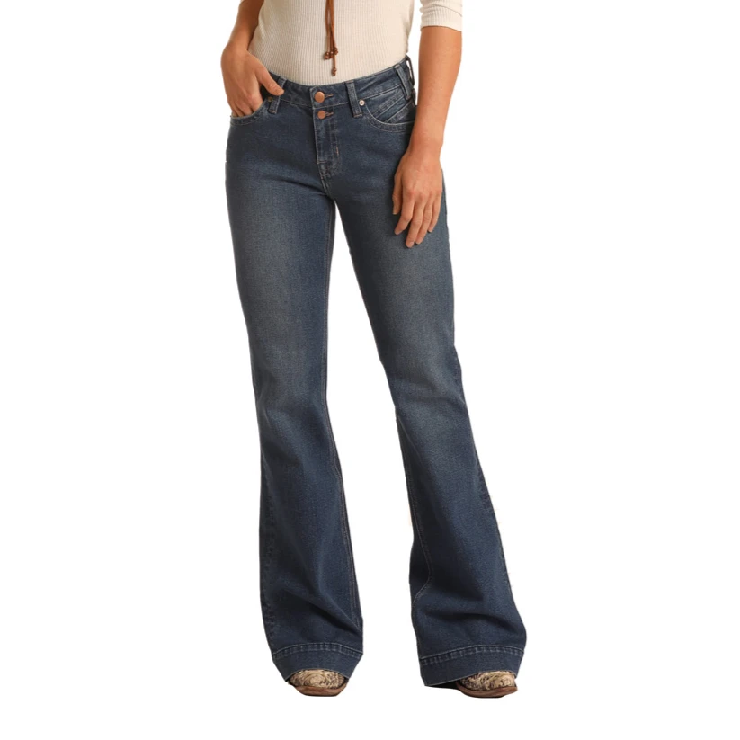 Rock & Roll Denim Juniors Medium Wash Trouser Jeans W8M3517 1 Rock & Roll Denim Juniors Medium Wash Trouser Jeans W8M3517