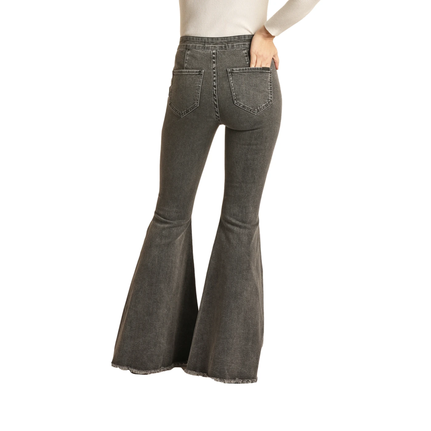 Rock & Roll Denim Ladies Charcoal Bell Bottoms RRWD7PR0FY 2 Rock & Roll Denim Ladies Charcoal Bell Bottoms RRWD7PR0FY - Image 2