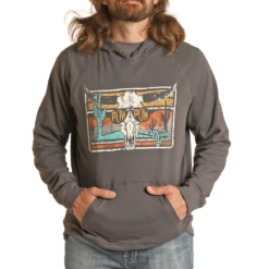 Rock & Roll Denim® Men's Dale Brisby Charcoal Graphic Hoodie RRMT94R0J6